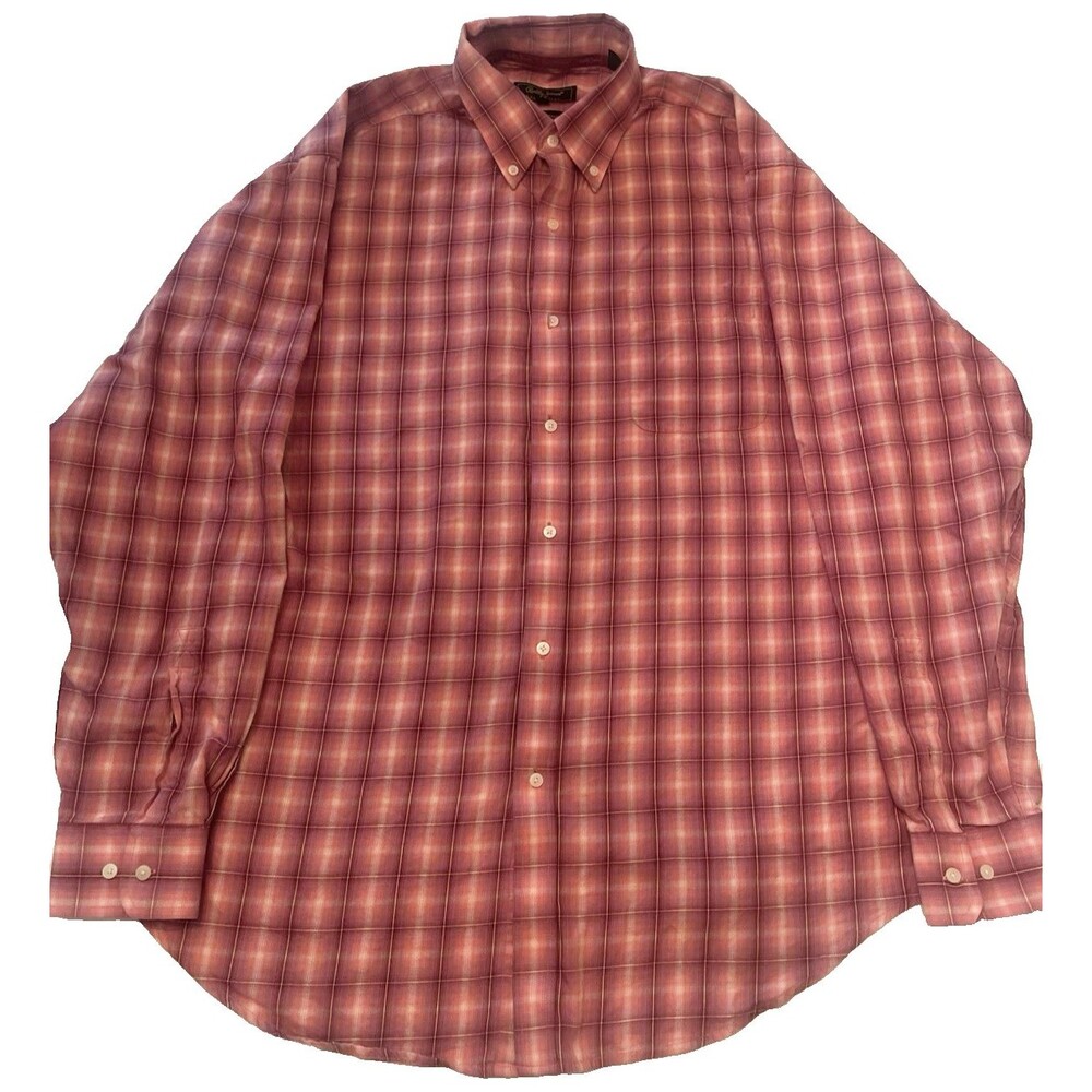 Bobby Jones Brown Plaid Cotton Button-Down Long-Sleeve Shirt, - XL